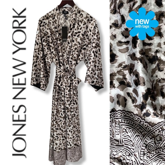 NWT 🦋 JNY Long leopard print robe | Small/Medium - Picture 1 of 15